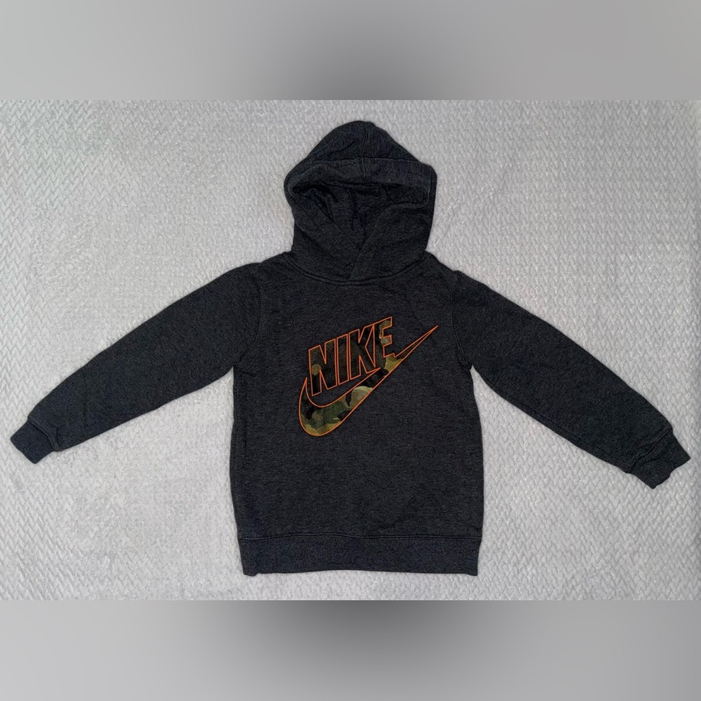 Nike Kids Charcoal Hoodie with Camo Logo